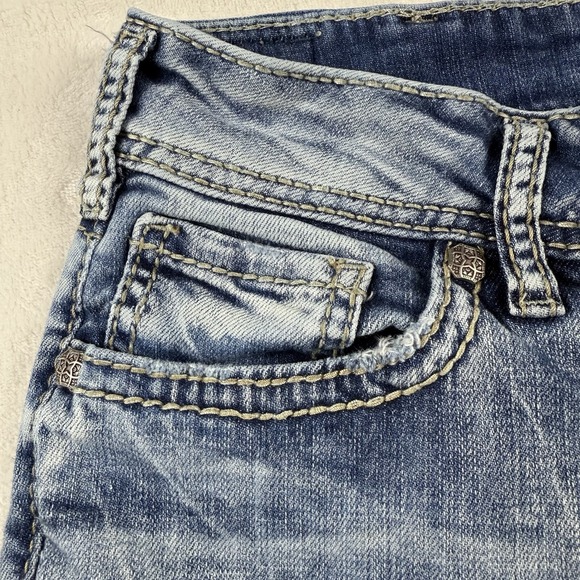 Silver Jeans Womens 32 Suki Mid Bootcut Blue Flap Pocket Y2K Stretch Denim - Picture 2 of 13